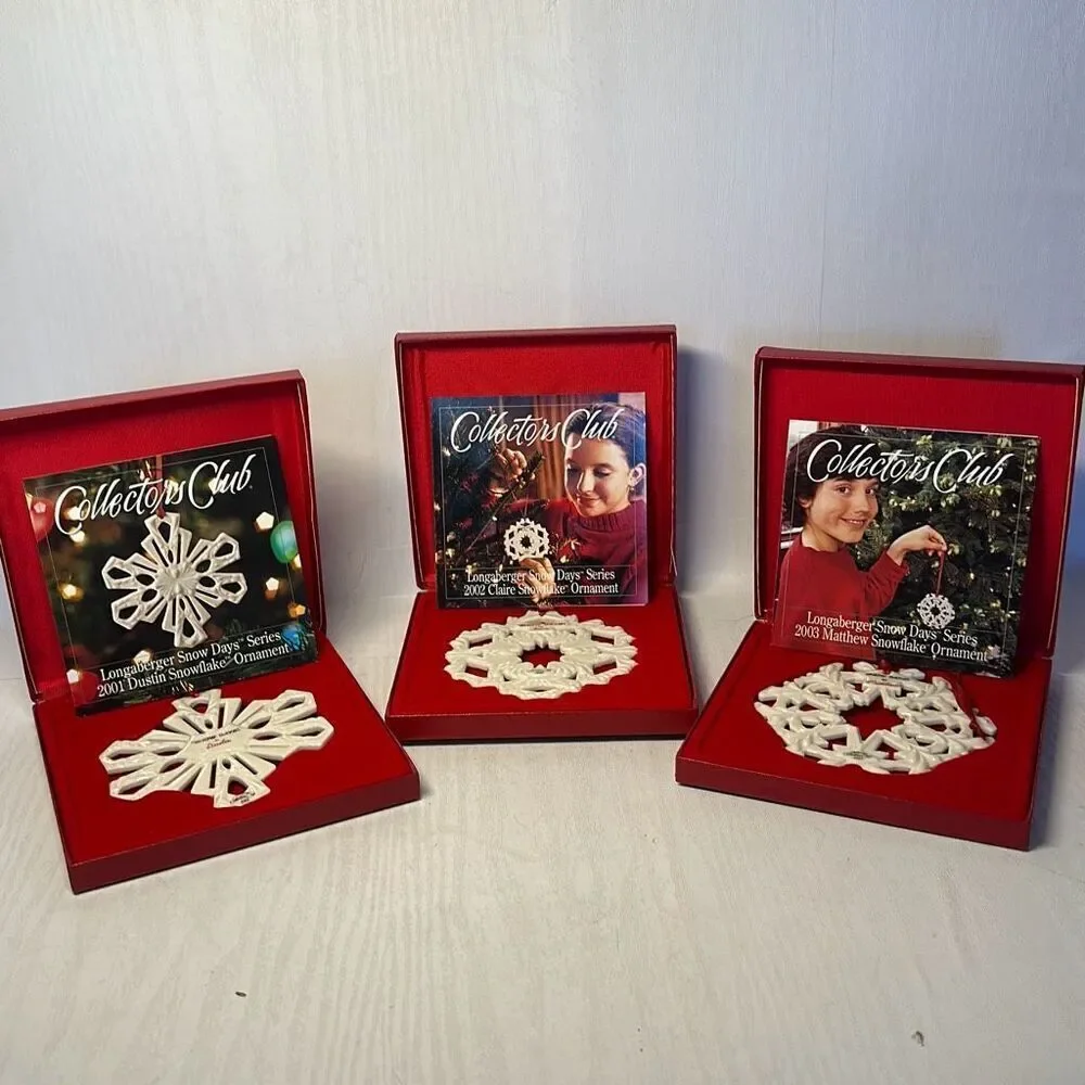 Longaberger Collectors Club 2001 2002 and 2003 Snowflake Ornament